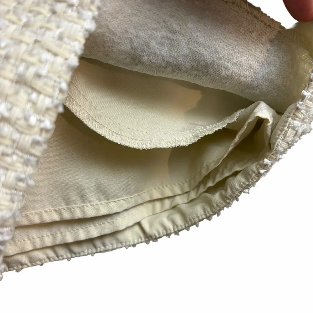Love Bonito Cream Textured Tweed High Waist Bouclé Shorts
